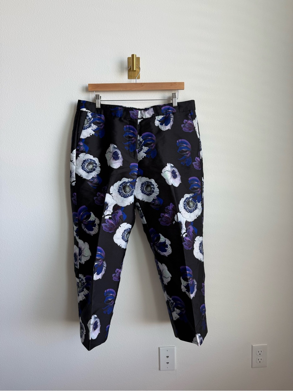 J.Crew Patio Pant Poppy Floral Cropped Pleated Trousers Women's Size 14 Lined - Picture 2 of 10